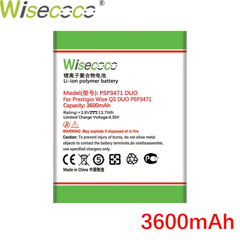 

WISECOCO 3600mAh Battery For Prestigio Wize Q3 DUO PSP3471 Mobile Phone Latest Production Battery+Tracking Number