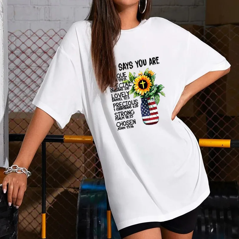 

2021 Casual Loose Mini Dress Women Vintage Sunflower Letter Print Dresses Harajuku Short Sleeve Party Femme Plus Size Streetwear