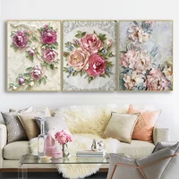 hand painted scandinavian flower canvas painting calligraphy art home decoration oil paintings wall pictures for living room