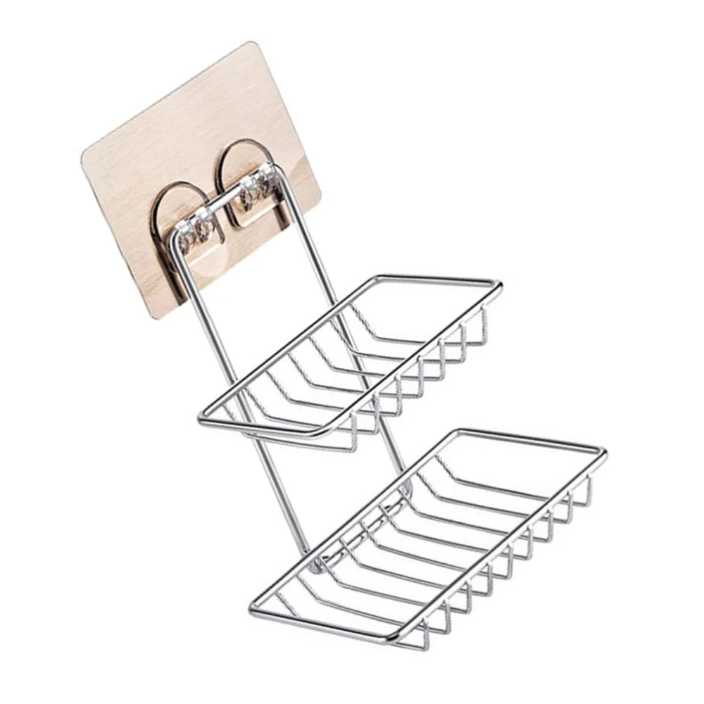 

Stainless Steel Soap Shelf Double Layer Soap Rack Adhesive Soap Storage Rack