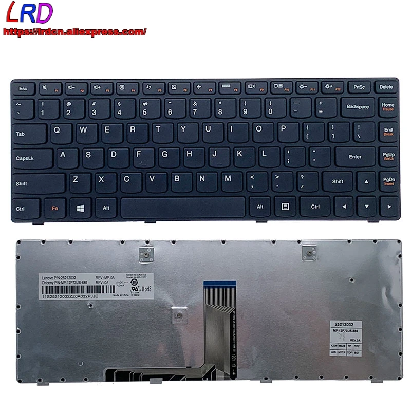 Английская клавиатура для ноутбука Lenovo G400 G410 G405 G480 G485 Z480 Z485 Z380 B480 B485 25212032 25212212 25212062