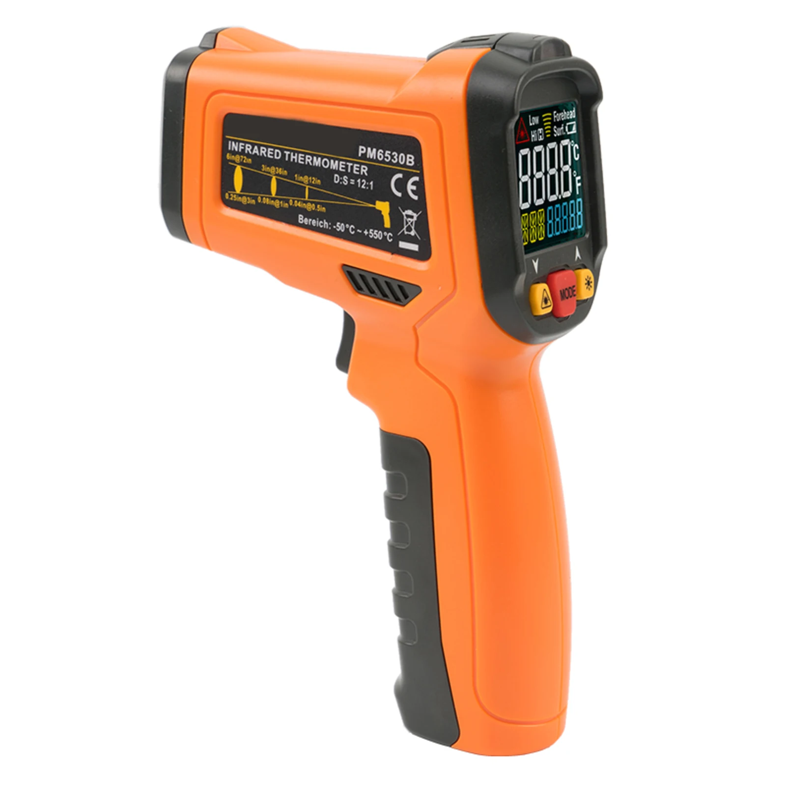 

PEAKMETER PM6530B Handheld Infrared Thermometer Non-Contact Temperature Meter Gun Digital LCD Outdoor Laser Pyrometer