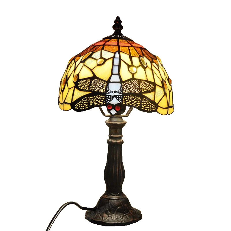 Бесплатная доставка в Европу глазурованная маленькая лампа стрекоза Тиффани