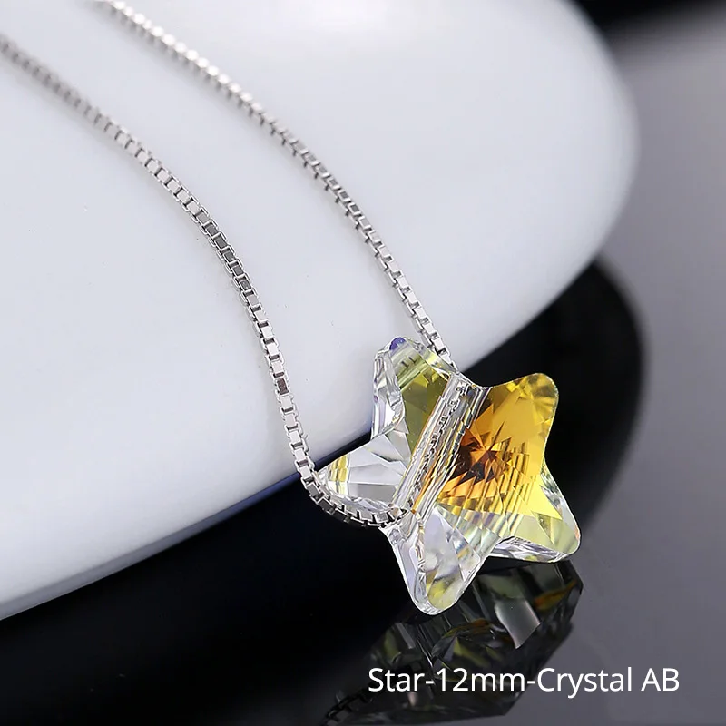 Star AB-12mm Украшенные кристаллами подвеска Сваровски ожерелья красочные бусины для женщин Свадебные офисные ювелирные изделия простая Мода - Окраска металла: Star AB-12mm
