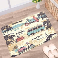 palm tree bathroom mat bus vacation sunset green plant forest sea scenery non slip rug bath kitchen indoor entrance aisle carpet