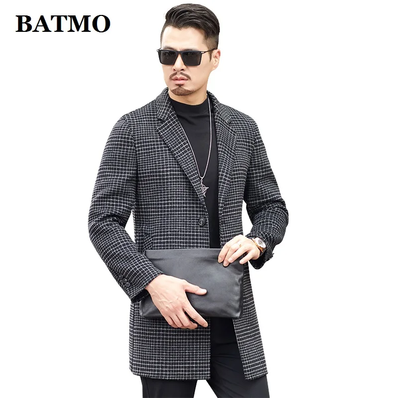 BATMO 2020 Новое поступление осенний шерстяной клетчатый Повседневный Тренч для