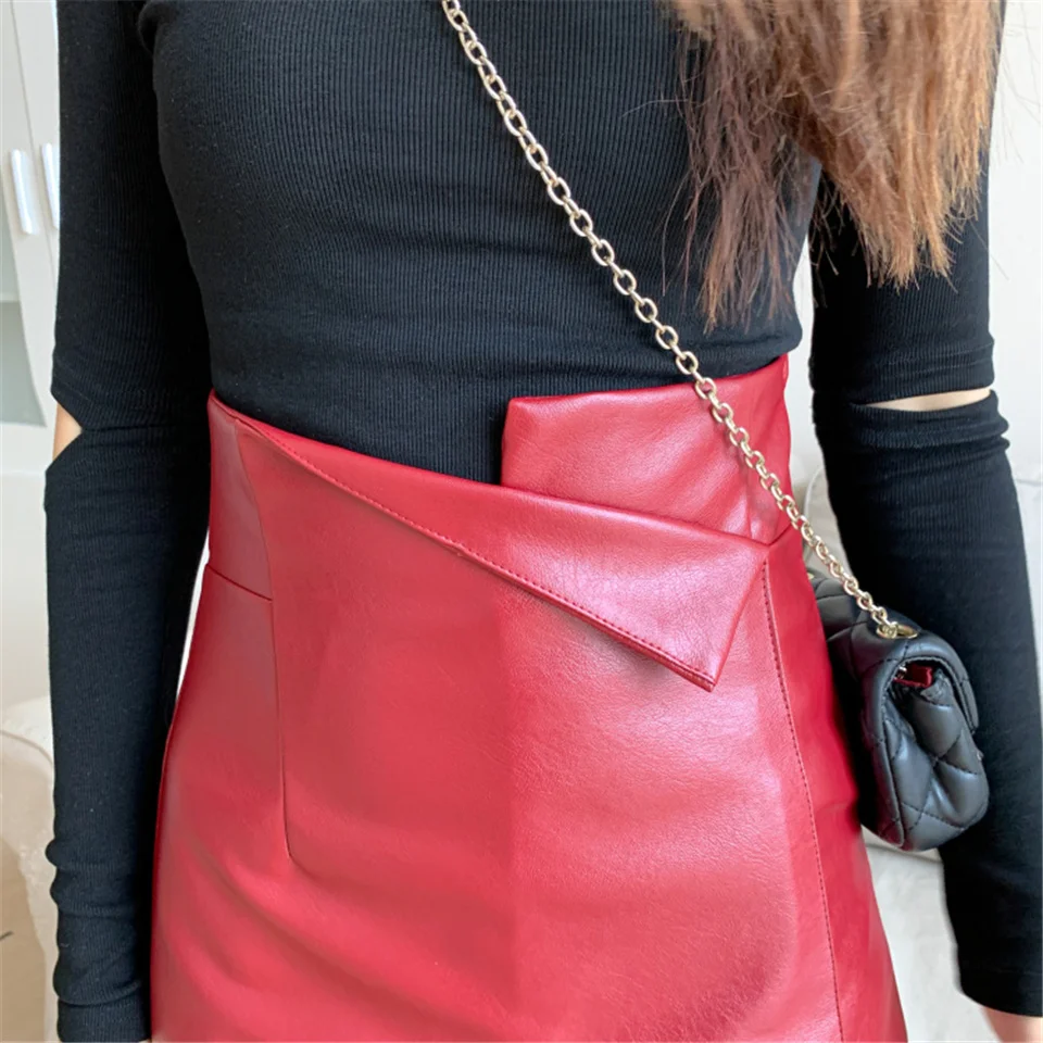 

Summer Elegant PU Leather Skirt Office Lady High Waist Mini Skirts Women Fashion Casual All Match Skirt
