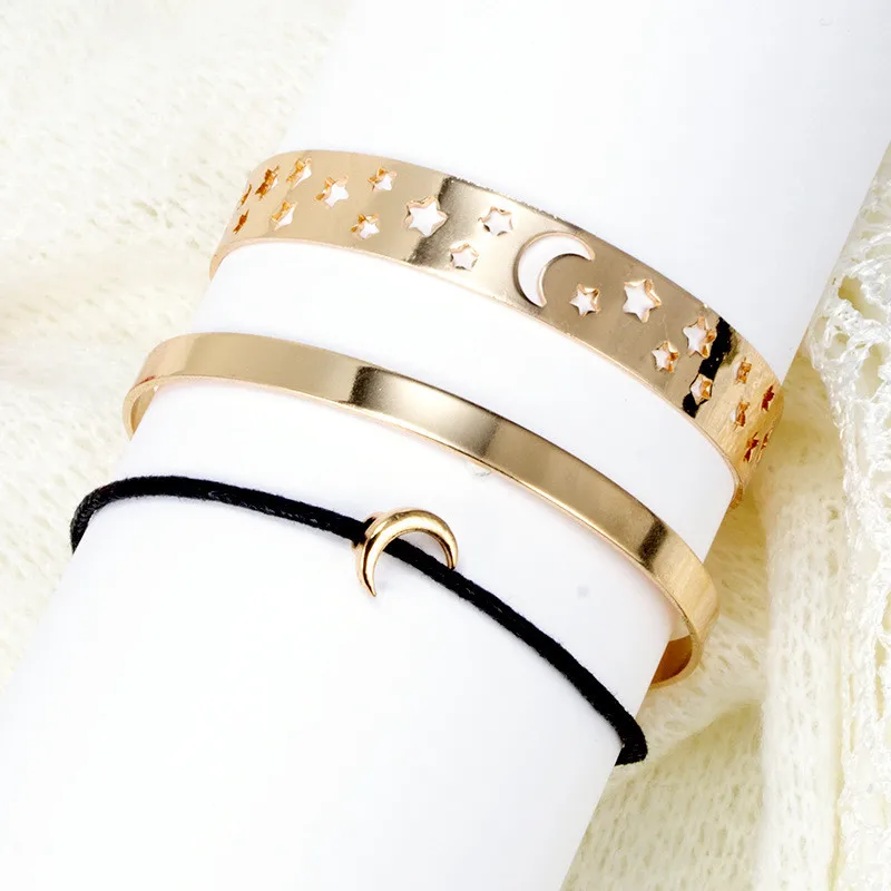 Женский многослойный браслет с полыми лунами и звездами | Украшения аксессуары