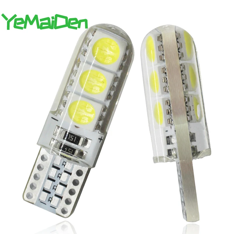 

Silicone T10 LED Bulb Car Interior Dome Reading Light 5W5 W5W Wedge Side Led Light Auto Plate License Lamp 12V 7000K White 194