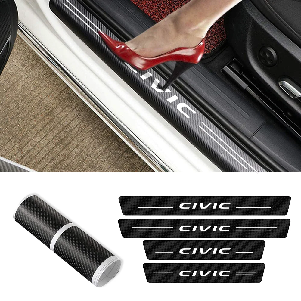 Наклейки на пороги автомобиля 4 шт. для Honda Civic 7 8 9 10 2020 2019 2018 2017 - 2001 | Автомобили и