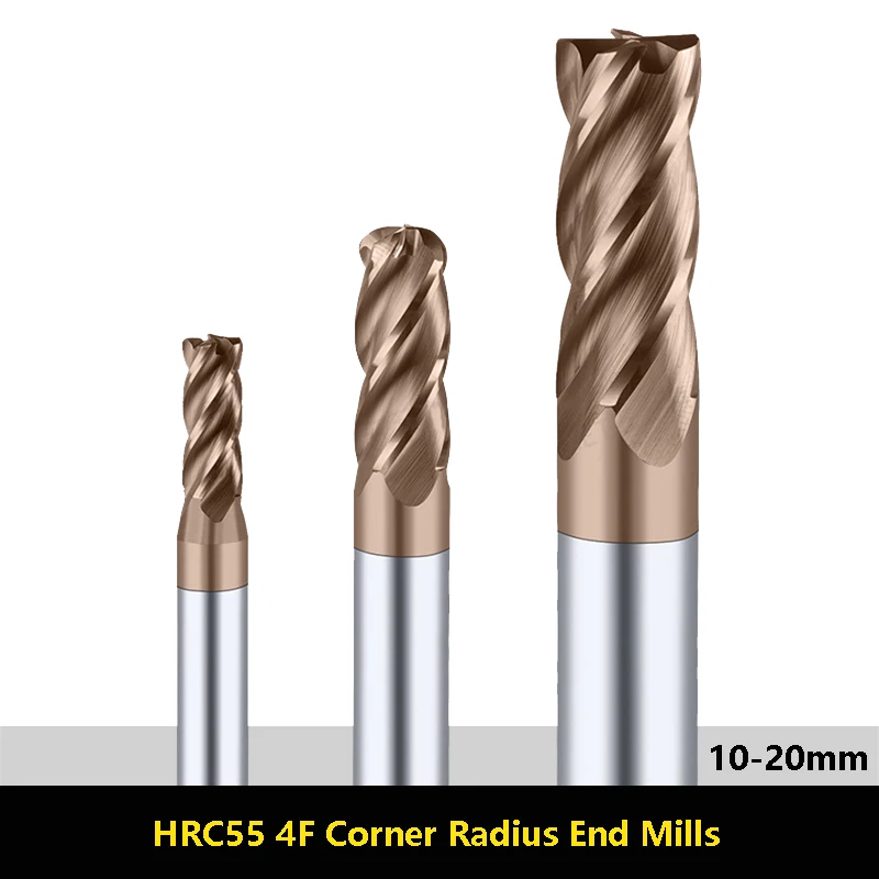 

HRC55 Solid Carbide Corner Radius End Mills CNC Router Bit 4 Flute R0.2 R0.3 R0.5 R1 R2 R6 Tungsten Steel Milling Cutter 1pcs