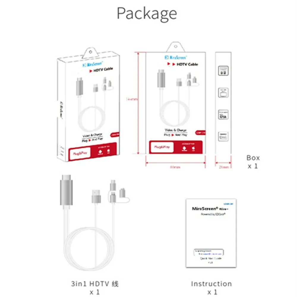 LD6M-3M 1080P HD Plug and Play Miracast DLNA Airplay 3 в 1 HDTV кабель type C/Micro USB разъем для Iphone Android