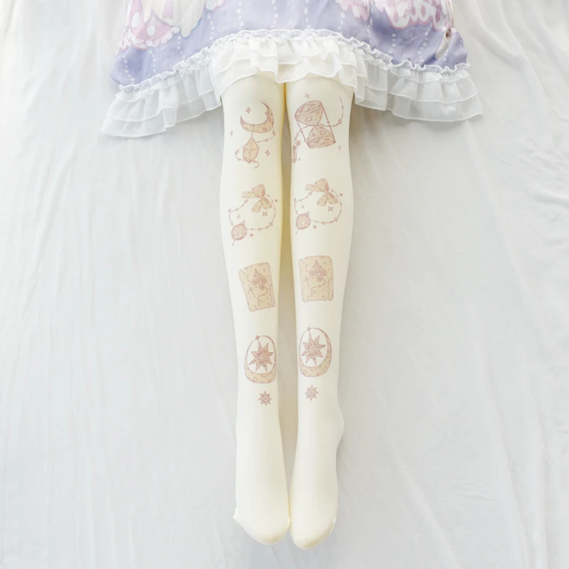 

High quality Japanese sweet Lolita sexy stockings girl stockings Astrology printed velvet backing pantyhose