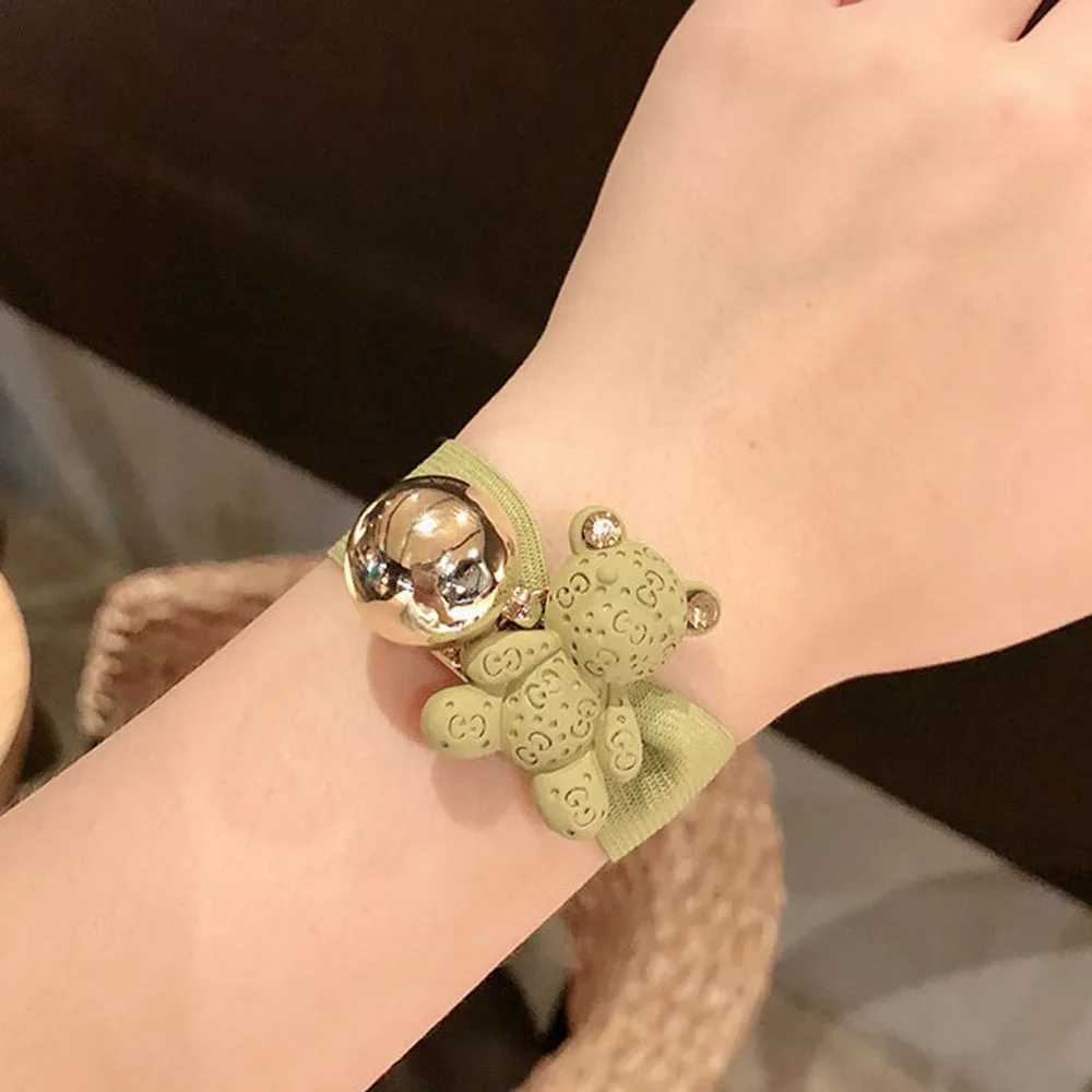 Корейские милые Медвежонок резинки для волос женские бусины хвостика держатель