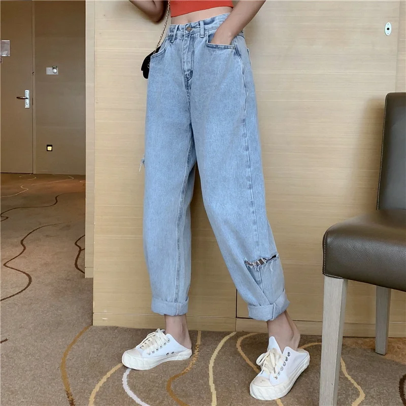 

2021 Irregular Jeans Women's High Waist Rac