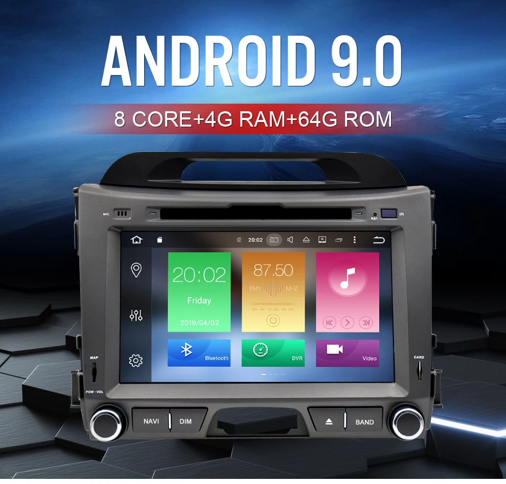 4G ram ips экран Android 9,0 автомобильный стерео для Kia Sportage 2009- автомобильный dvd-плеер Авто Радио FM WiFi Мультимедиа gps навигация
