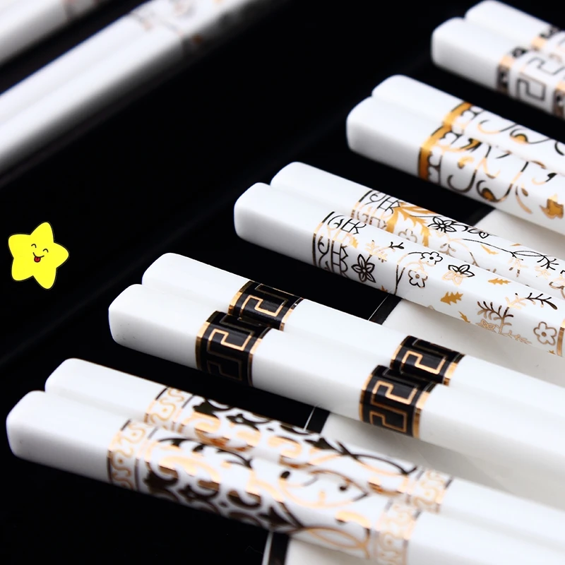 Керамические палочки европейского стиля для дома, нескользящие, антиплесневые, высокое качество, костяной фарфор, многоразовые палочки для еды в подарок.