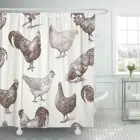 Занавеска для душа с петухами и курицами, водонепроницаемая декоративная занавеска для ванной с изображением животных
