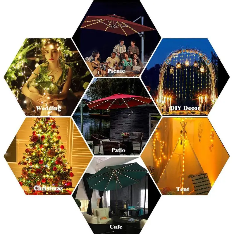 104 светодиодный светильник зонт Сказочный праздничный с 8 режимами кнопочного