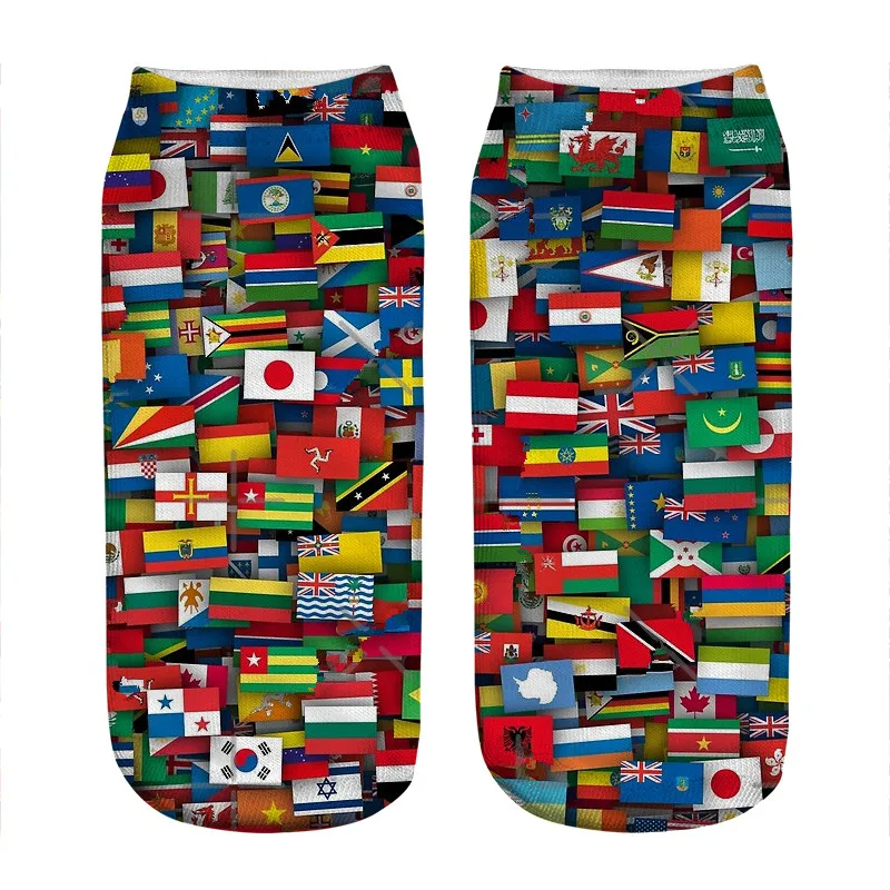 

Women's socks kawaii Flags of all countries Printed Socks Woman harajuku Happy Funny Novelty cute girl gift Socks for women