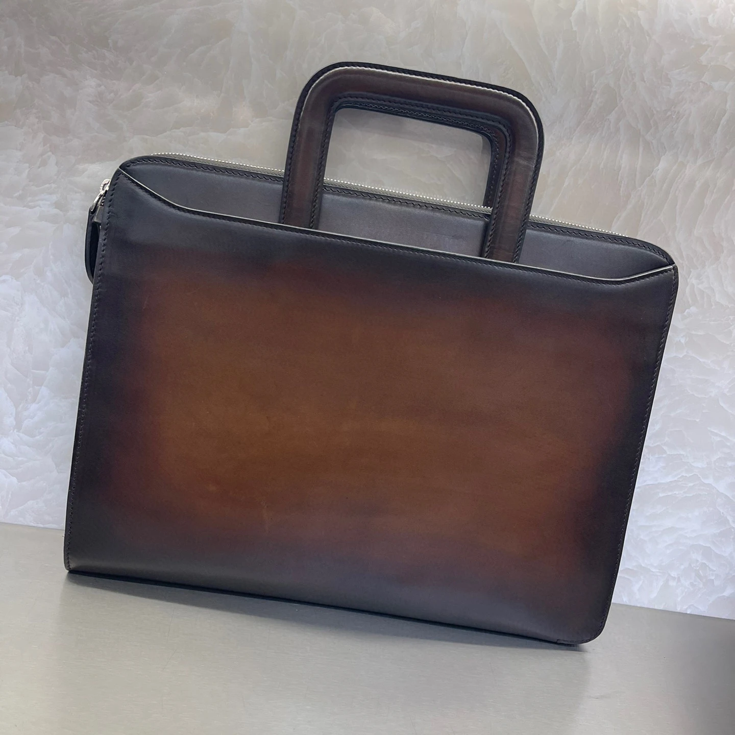 

Andonaimi Calfskin Business Casual Simple Briefcase Can Turn Color Men's Bags and Women's Bags Color Customization