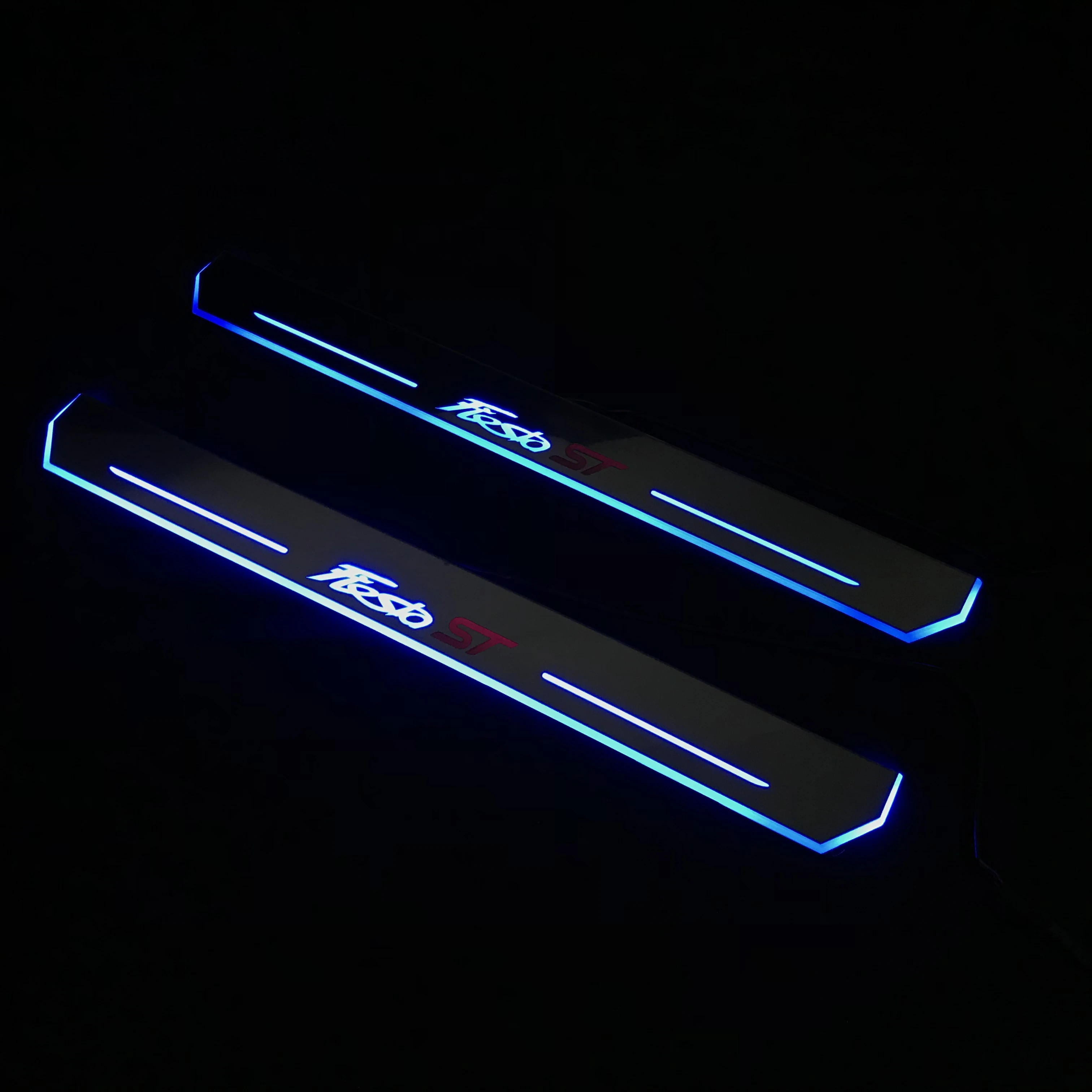 RQXR led движущиеся двери потертости для ford fiesta st динамический порог пластина плоская подкладка накладка струящаяся/натюрморт свет, 2 шт
