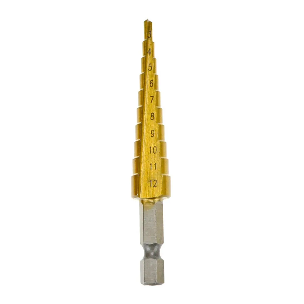 3-12mm 4-12 4-20 3-12 мм HSS с титановым покрытием Шаг сверло инструменты для сверления для металла высокоскоростной стальной резак для дерева конусное сверло - Цвет: 3-12mm