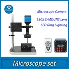 Цифровой видеомикроскоп, 1080P, 13 МП, HDMI, VGA, для электронной пайки, объектив с креплением 130X, регулируемый светодиодный кольцевой светильник для ремонта телефонов