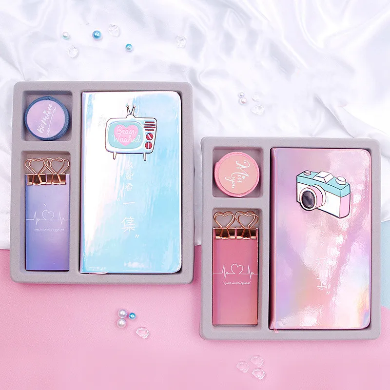 Креативный лазерный блокнот набор сменный цвет Скрепка цветная страничка