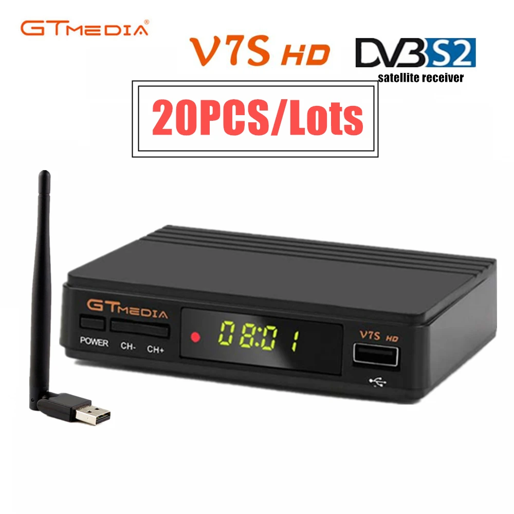20 шт 1080P цифровой спутниковый ресивер GTmedia V7S HD приемное устройство с USB WI FI DVB S2
