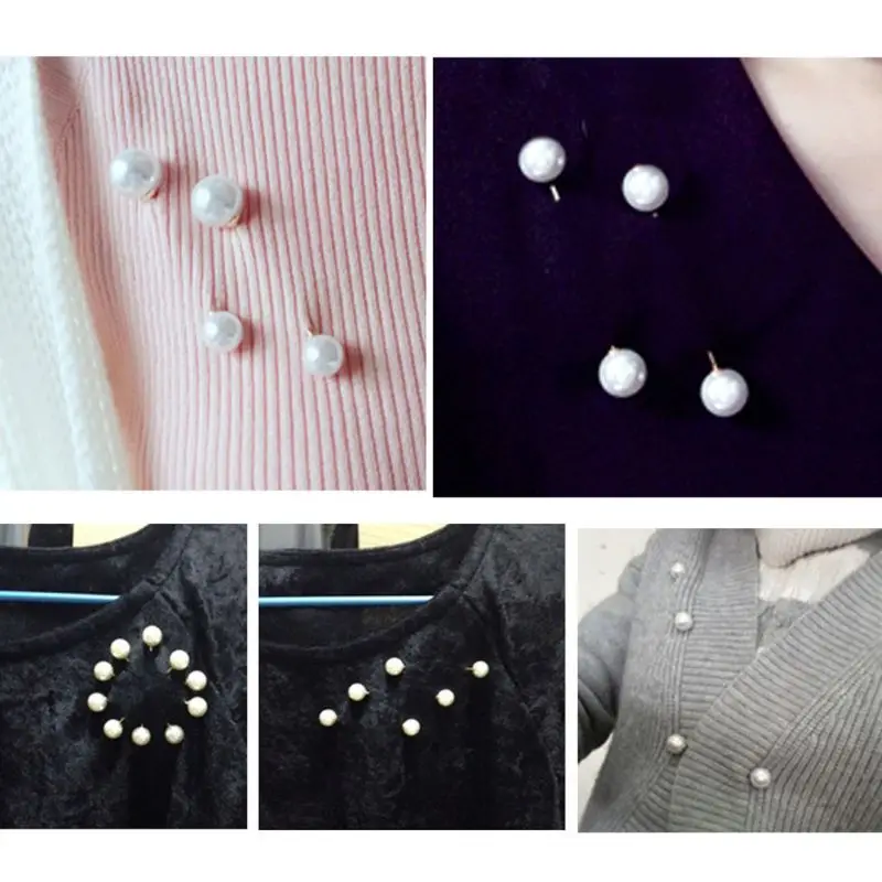 5Pcs Classic Imitation Double Pearl Brooches Sweater Shawl Clip Safety Pin Women 62KE | Украшения и аксессуары