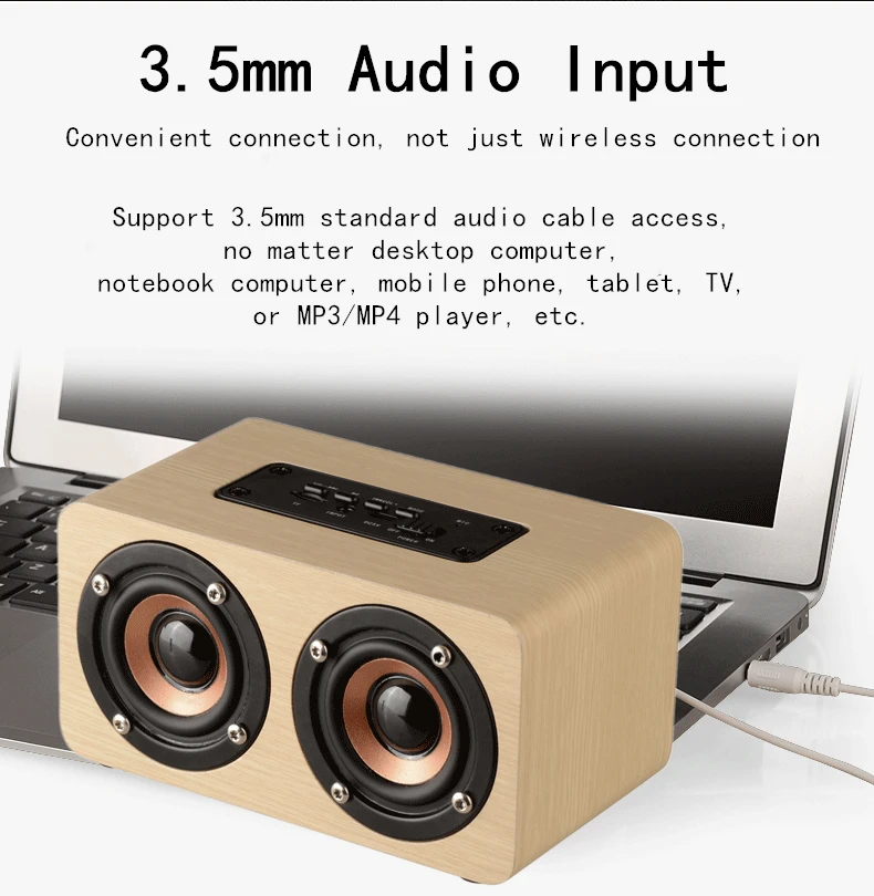 Беспроводной/проводной Bluetooth HIFI динамик для TF карты креативное деревянное