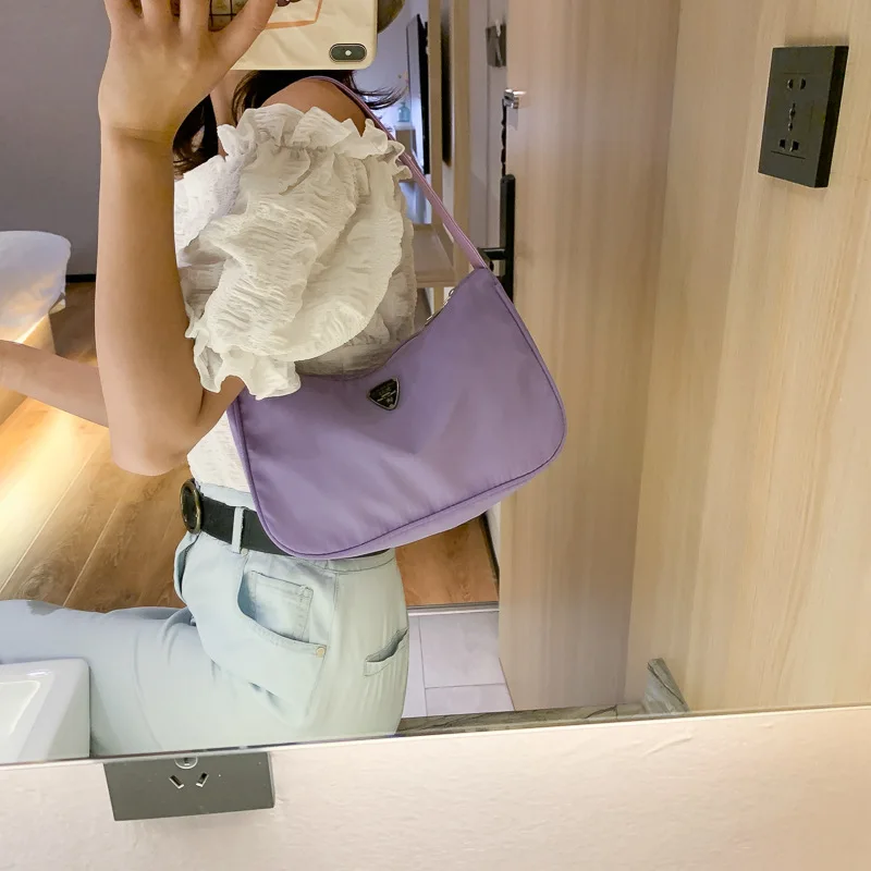 

Black Soft Shoulder Bags For Women 2020 Trendy Nylon Female Handbag Casual Baguette Bag Women's Cheap Free Shipping Sac a Main