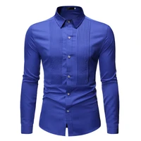 royal blue wedding tuxedo shirt men 2021 brand fashion slim fit long sleeve mens dress shirts business casual chemise homme