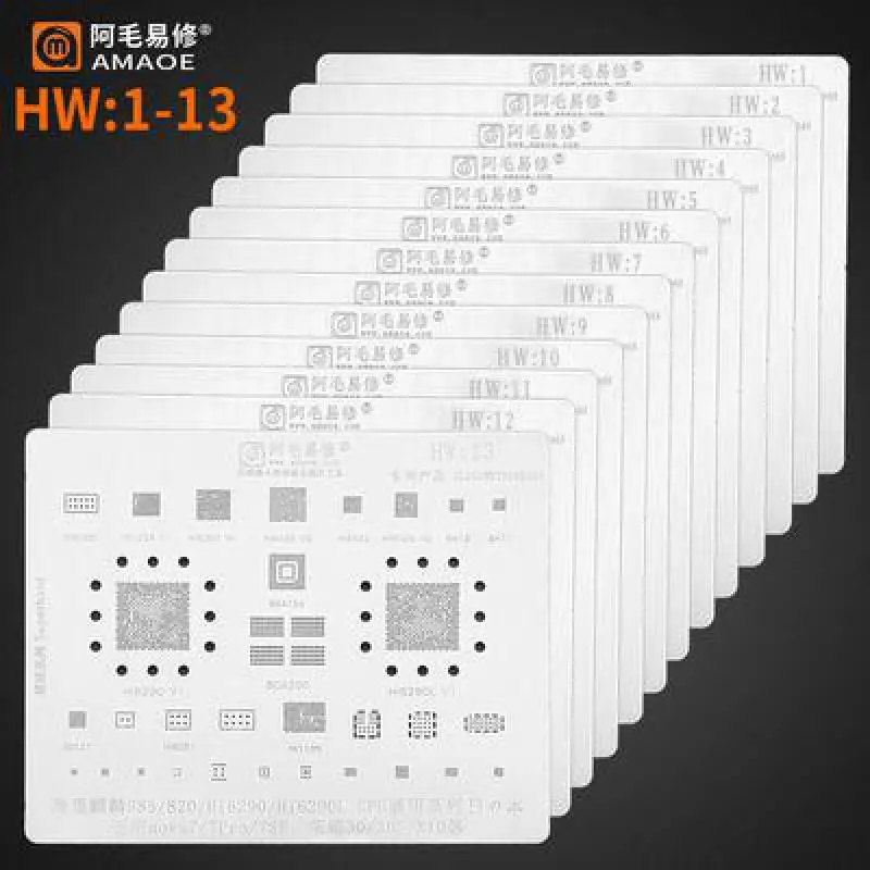 

Stencils for Huawei Honor 8X 9X enjoy 10 nova 5i mate 30 P20 IC CPU RAM Power u2 BGA Reball reballing Stencil tin planting net