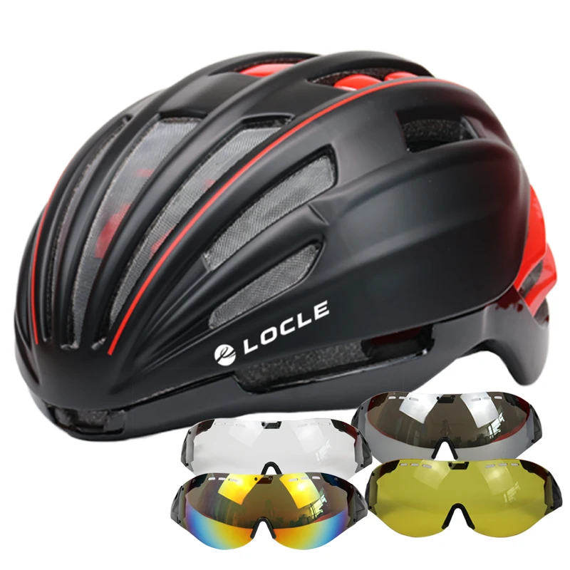 LOCLE Goggles велосипедный шлем двухслойный дорожный горный велосипедный шлем с линзой ультралегкий Casco Ciclismo велосипедный шлем 55-61 см