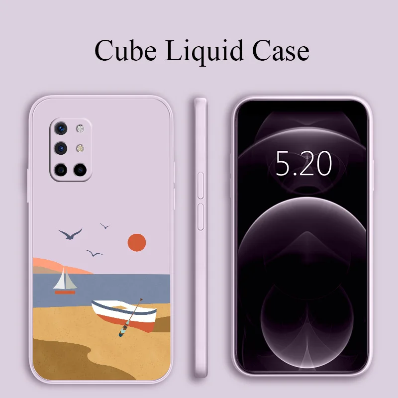 

For Oneplus 8t Case Boat Liquid Slicone Phone Cover Oneplus 9 9pro 9r pro Shockproof Soft Case