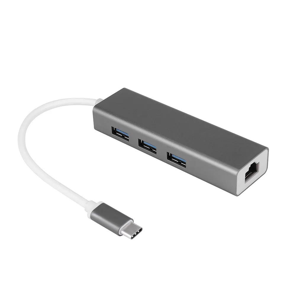 USB C Ethernet RJ45 Lan Adapter Type to 3 Ports 3.0 Hub 10/100/1000Mbps Gigabit Network for Macbook | Компьютеры и офис