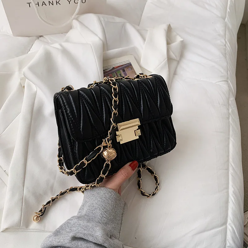 

Popular texture luxury 2021 women's bag new trend PU fashion chain one shoulder messenger bag designer brand small square bag