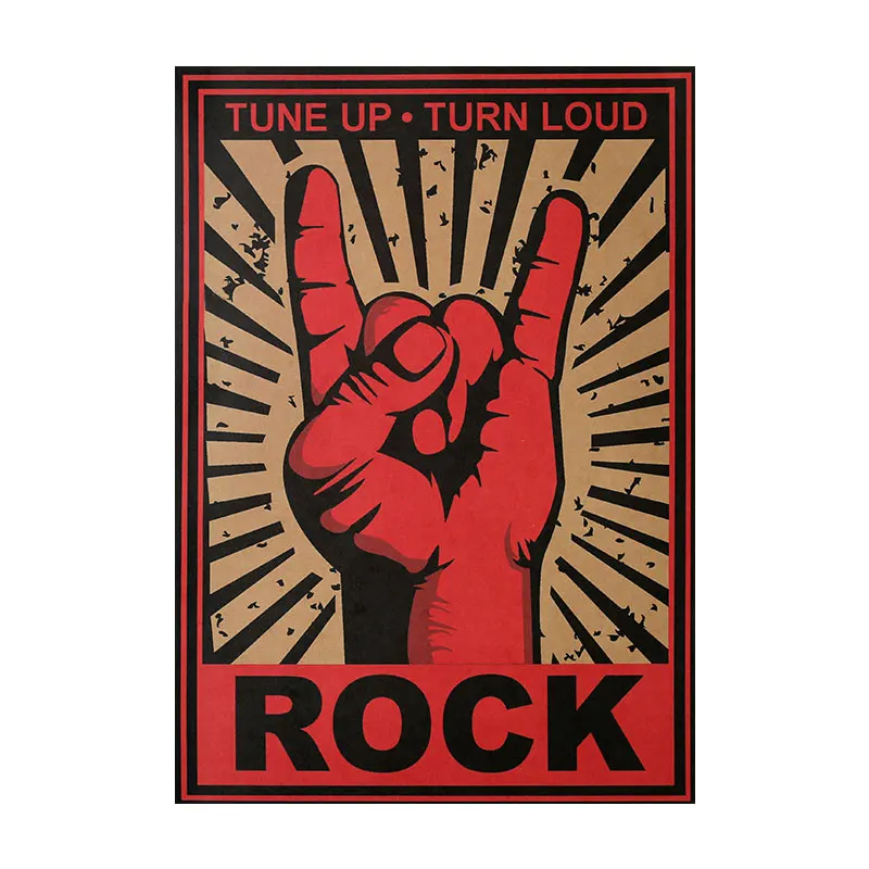 

Rock Gesture Classic Poster Retro Nostalgic Kraft Paper Series Cafe Restaurant Bar Vintage Decorative Painting Wall Stickers