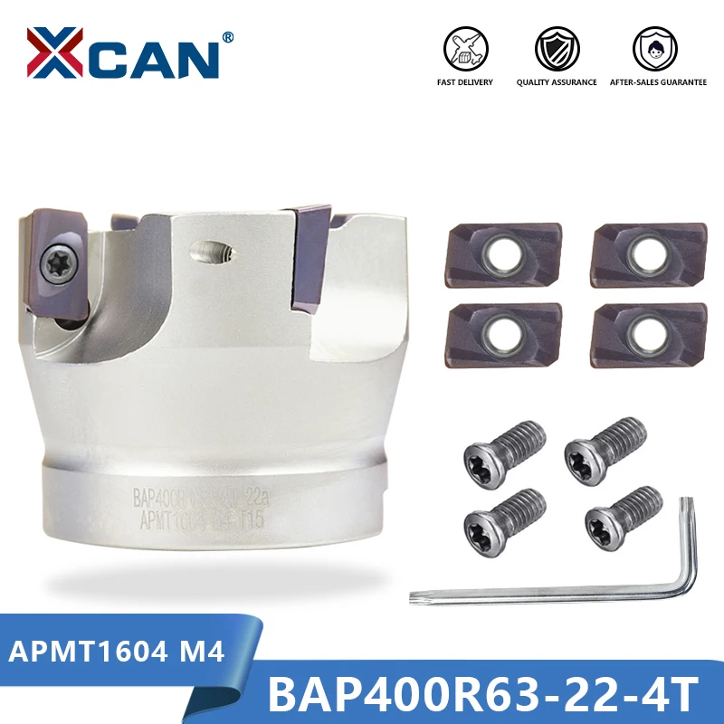 

XCAN Face Milling Cutter BAP400R63-22-4T Four Insert Clamp Machining Cutting End Mill Shank Shoulder Right Angle Milling Cutter