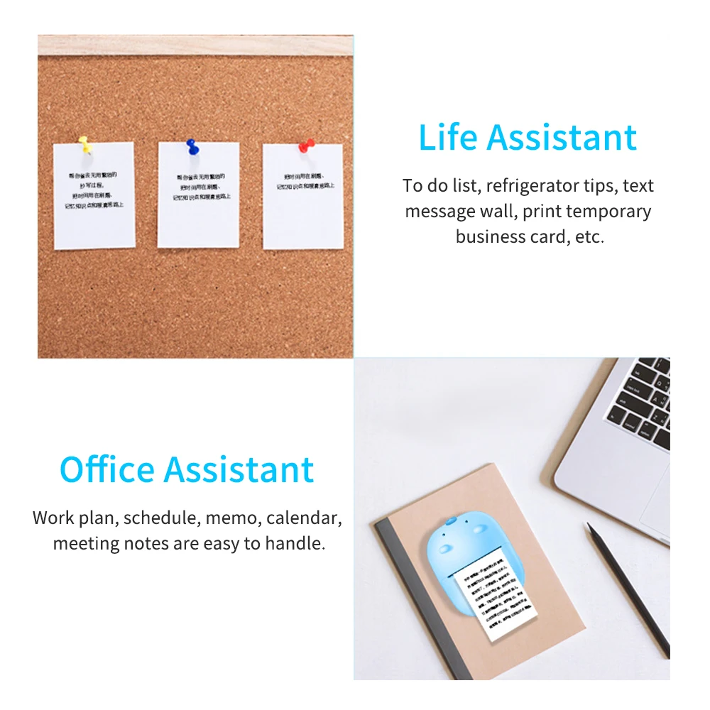 Карманный мини принтер термопринтер фотография список записей чековый BT