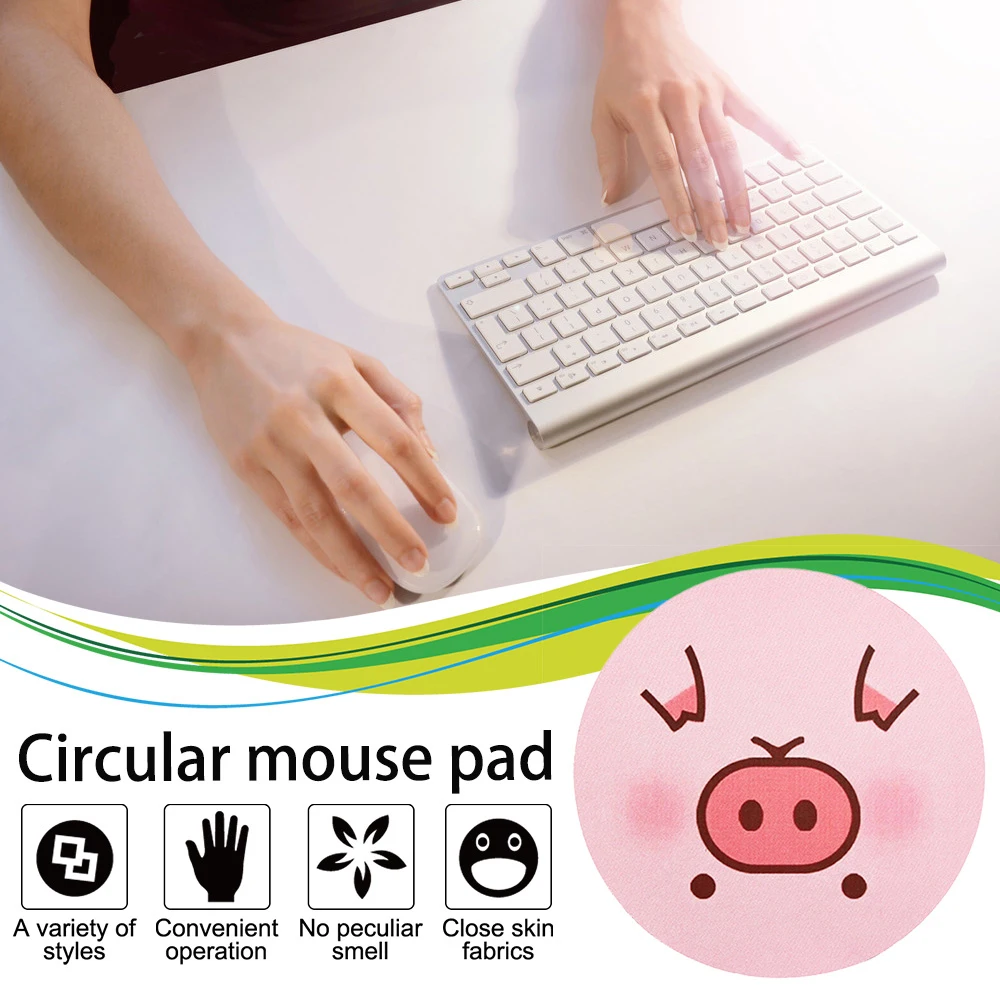 

Lovely Cartoon Silicone Mouse Pad Deask Mat Circular Mouse Pad Office School Students Gift with Earth Moon Watermelon