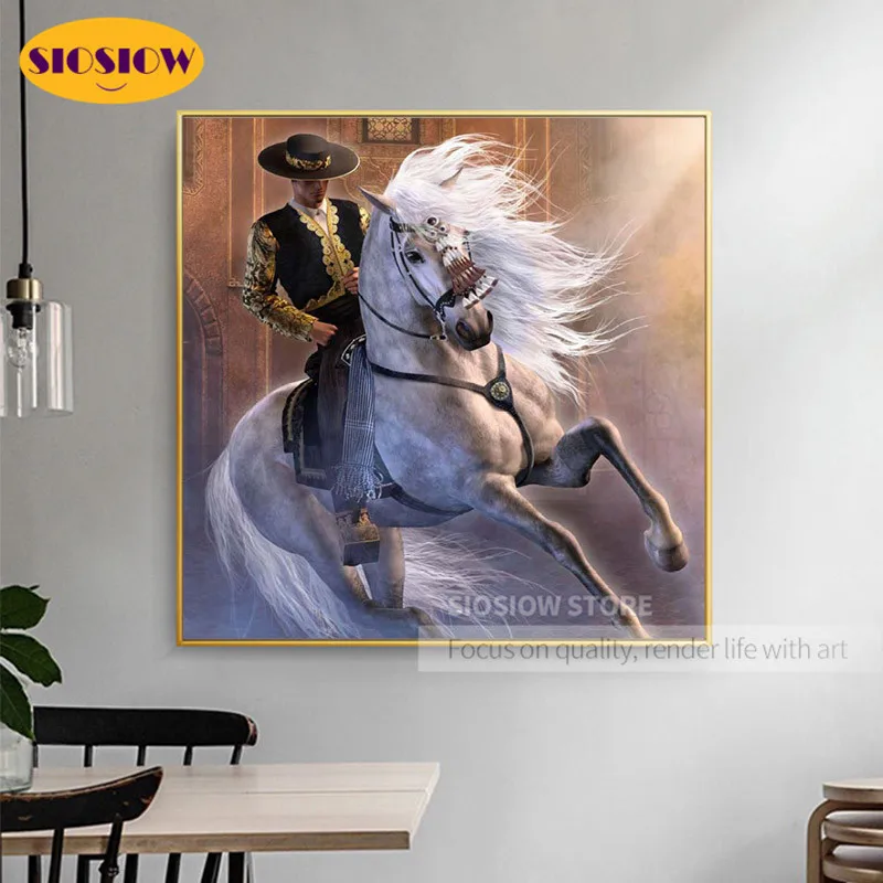 Алмазная живопись Стразы 5D &quotсделай сам&quot ковбойская лошадь полностью