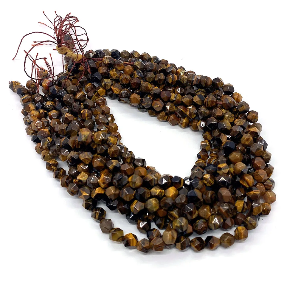 6/8/10 мм Натуральный камень желтый тигровый глаз Фасетированные рассыпчатые бусы Обереги Ювелирные изделия Изготовление украшений Браслет Ожерелье Серьги Аксессуары.