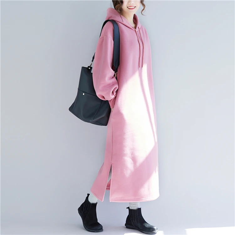 2019 новый теплый простой с Капюшоном Повседневный свободный большой размер плюс