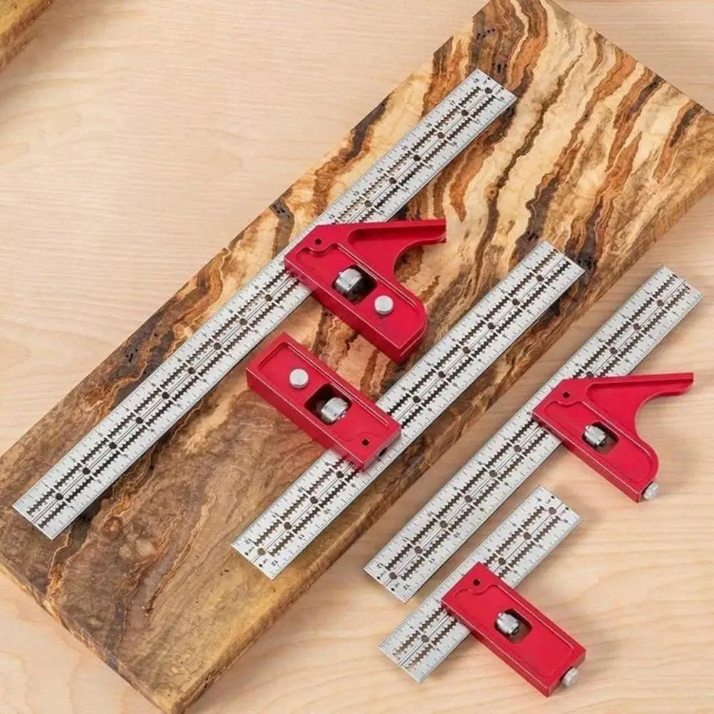 

Professional Combination 45-degree Square Angle Ruler Adjustable Steel Protractor Right Angle Ruler Carpenter Measuring Tools