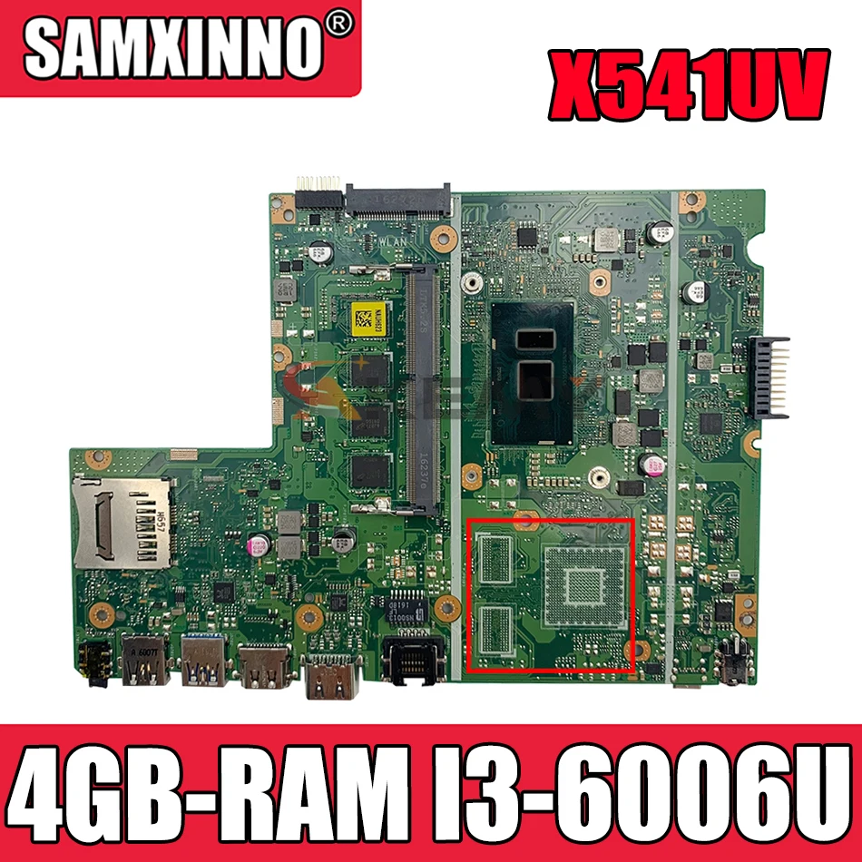 

Akemy X541UV материнская плата для ноутбука ASUS VivoBook X541UA X541U оригинальная материнская плата 4GB-RAM I3-6006U GM