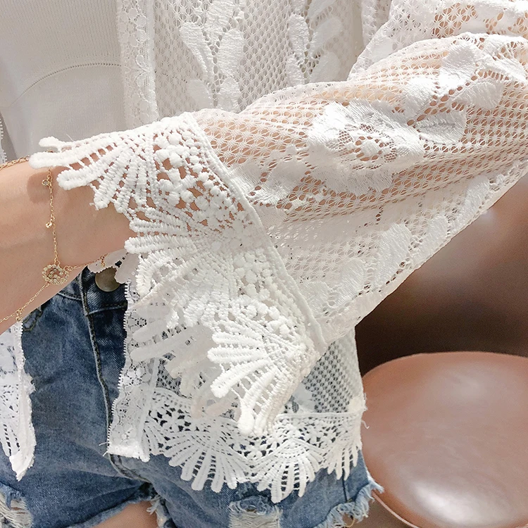 женские летние топы с коротким рукавом сорочка Femme сексуальные ажурные