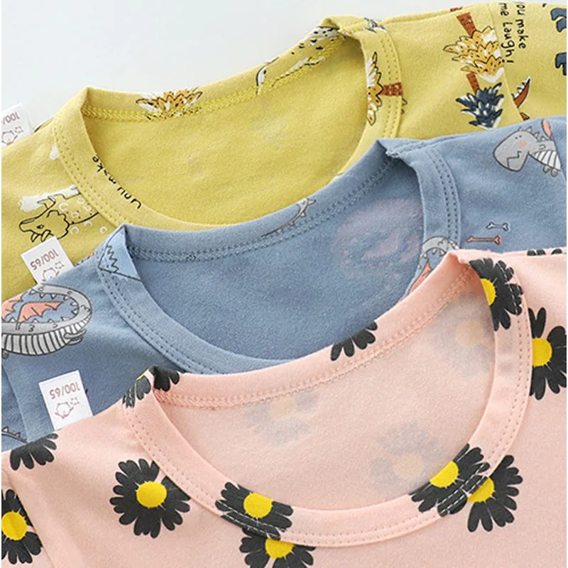 Одежда для маленьких мальчиков комплекты сна хлопковая футболка + штаны пижама с